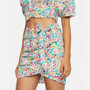 For Love & Lemons Gilles Skirt  Mini Floral Ruched Size Medium NWOT